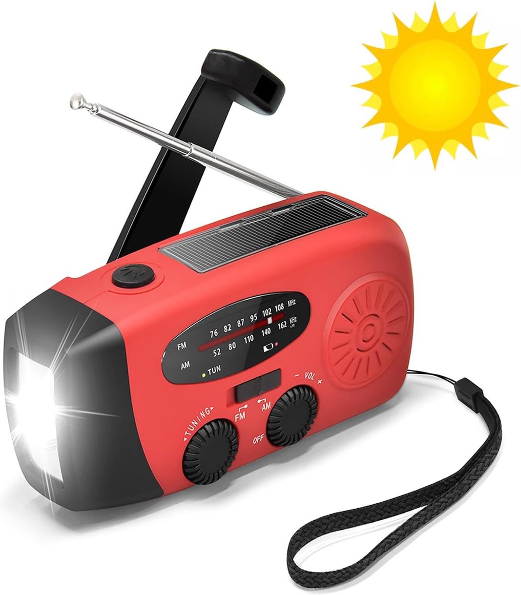 Noodradio met zaklamp en powerbank (2025 model)