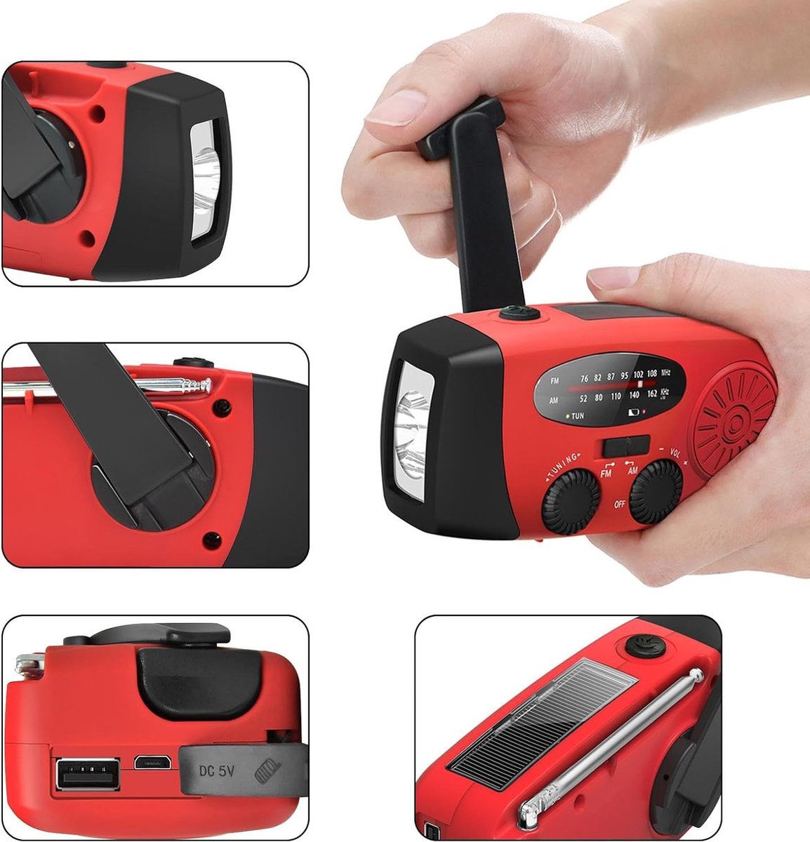 Noodradio met zaklamp en powerbank (2025 model)