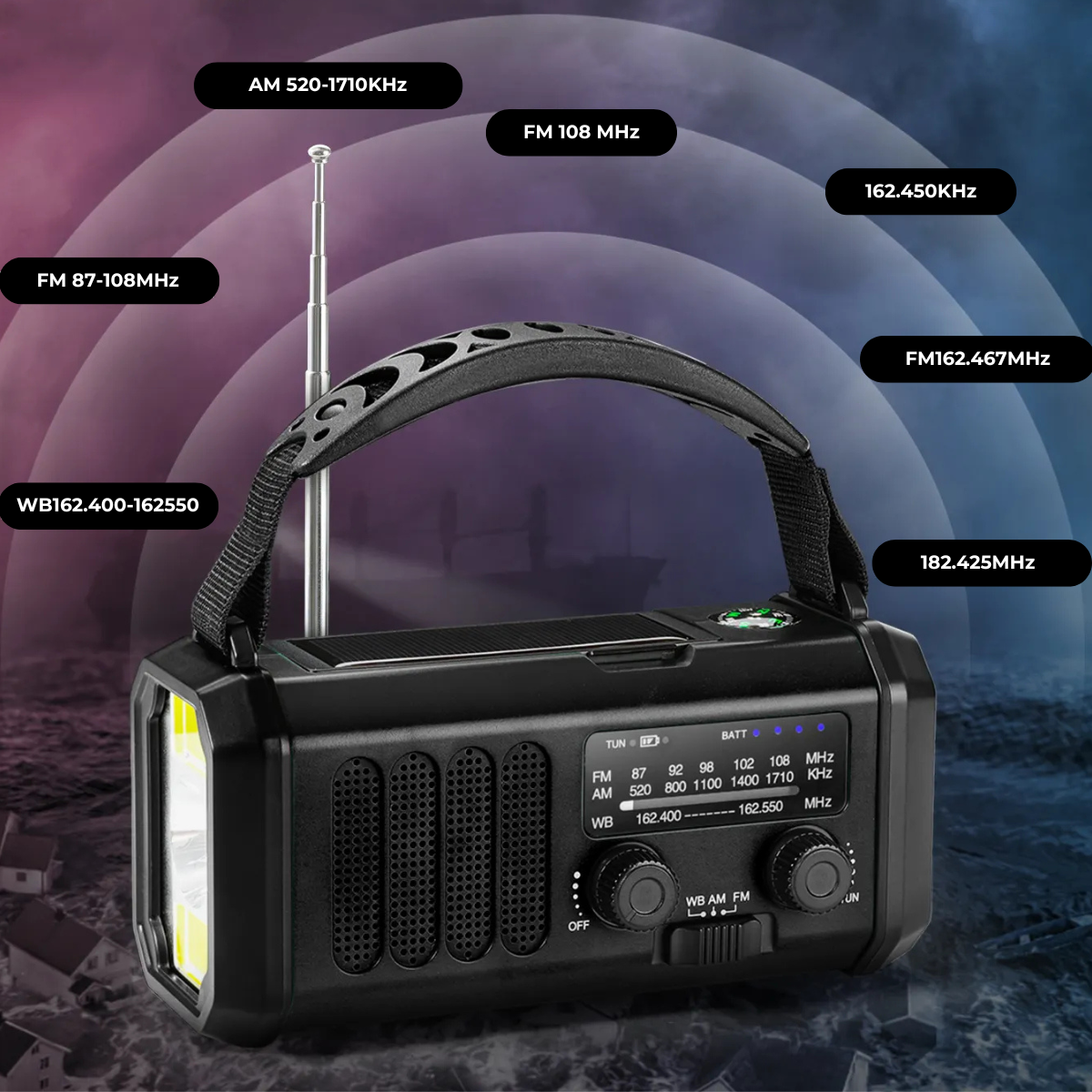 Premium noodradio en powerbank (10.000 mAH) Zwart